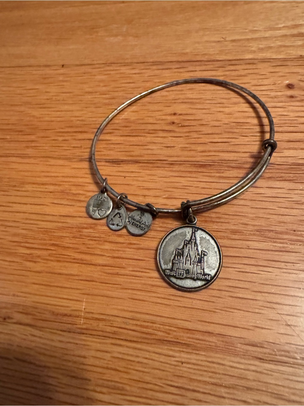 Alex and Ani Silver-Tone Disney Castle Charm Bangle Bracelet